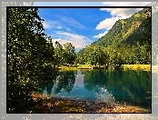 Lato, Jezioro, Góry, Niebo, Obłoki