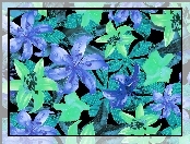 Lilie, Tekstura, Zielone, Niebieskie