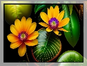 Kwiaty, Grafika 2D, Liście