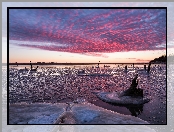 Jezioro, Stan Kansas, Stany Zjednoczone, Chmury, Tuttle Creek Lake, Lód