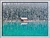 Park Narodowy Banff, Jezioro, Kanada, Las, Drzewa, Dom, Zima, Louise Lake, Alberta