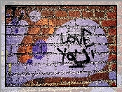 Napis, Love You, Graffiti, Ściana