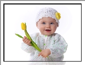 Mała, Tulipan, Dziewczynka, Żółty
