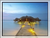 Malediwy, Hotelik, Molo, Morze