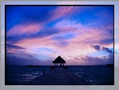 Malediwy, Niebo, Ocean, Molo