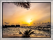 Malediwy, Molo, Morze, Zachód słońca