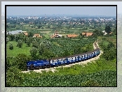 Miasta, Pociąg, Pola, Łąki, Panorama