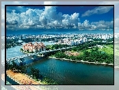 Miasta, Singapur, Rzeka, Most, Panorama