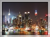 Noc, Nowy Jork, Stany Zjednoczone, World Trade Center, Miasto, Wieżowce