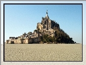 Klasztor, Mont Saint-Michel, Francja, Wyspa, Odpływ
