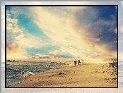 Morze, Spacerowicze, Brzeg, Plaża