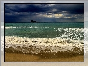 Morze, Plaża, Ciemne, Chmury
