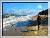 Morze, Dziewczyna, Lato, Plaża