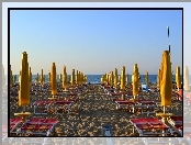 Wakacje, Morze, Plaża, Żółte, Parasole