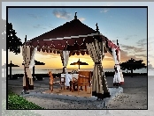 Morze, Zachód, Tropiki, Restauracja, Słońca, Plaża