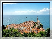 Morze, Miasta, Statek, Panorama