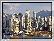 Morze, Panorama, Góry, Światło, Vancouver, Przebijające