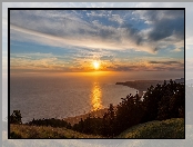 Ocean Spokojny, Kalifornia, Stany Zjednoczone, Zachód słońca, Stinson Beach, Morze