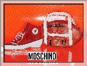 Moschino, czerwone, torebka, but