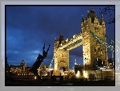 Most, Noc, Tower Bridge, Londyn