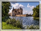 Francja, Jezioro, Park Jezioro, Burgundia, Sully Sur Loire, Zamek, Most