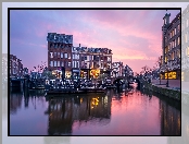 Most, Domy, Poranek, Holandia, Kanał, Amsterdam