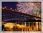 Most, Noc, Rzeka, Fajerwerki