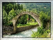 Most, Zalesione, Wzgórza, Rzeka, Kamienny