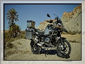 Motocykl, Palmy, BMW R1200GS, Kufry