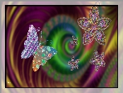 Motyl, Grafika, Kwiaty, Abstrakcja
