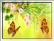 Motyle, Kwiaty, Grafika 2D