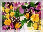 Róże, Motyle, Art