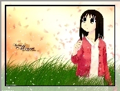 Azumanga Daioh, trawa, napisy, dziewczyna, motyle