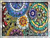 Mozaika, Szkiełka, Kamienie, Wzory, Kolorowa