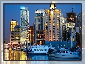 Vancouver, Nabrzeże, Jachty, Drapacze, Chmur, Rzeka, Fraser