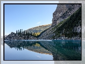 Moraine Lake, Alberta, Odbicie, Góry, Park Narodowy Banff, Kanada, Drzewa, Jezioro