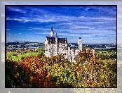 Zamek, Niemcy, Neuschwanstein, Jesień