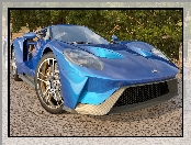 Niebieski, 2017, Supersamochód, Ford GT