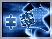 Niebieski, Puzzle, Dłoń, Liczby, Binarne