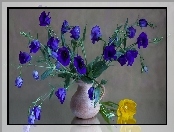 Niebieskie, Tulipan, Kwiaty, Żółty
