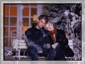 Śnieg, Film, Dakota Fanning, Jeremy Irvine, Ławka