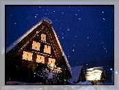 Dom, Śnieg, Niebo