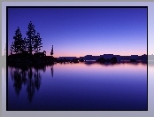 Noc, Drzewa, Jezioro, Kalifornia, Góry, Tahoe