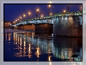 Nocą, Rzeka, Newa, Most, Petersburg