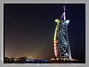 Zjednoczone Emiraty Arabskie, Palmy, Miasto Nocą, Dubaj, Hotel, Burdż al-Arab, Budynki