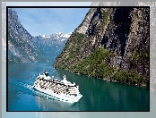 Norwegia, Statek, Góry, Fiord Geirangerfjorden