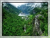 Geirangerfjord, Dolina, Miasteczko, Fiord, Góry, Norwegia