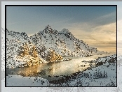 Norwegia, Fiord, Zima, Góry
