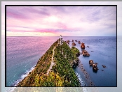 Morze, Otago, Nowa Zelandia, Latarnia morska, Nugget Point Lighthouse, Ścieżka, Skały