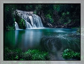 Rzeka, Wodospad, Zielona, Maraetotara River, Nowa Zelandia, Maraetotara Falls, Waimarama, Las, Roślinność